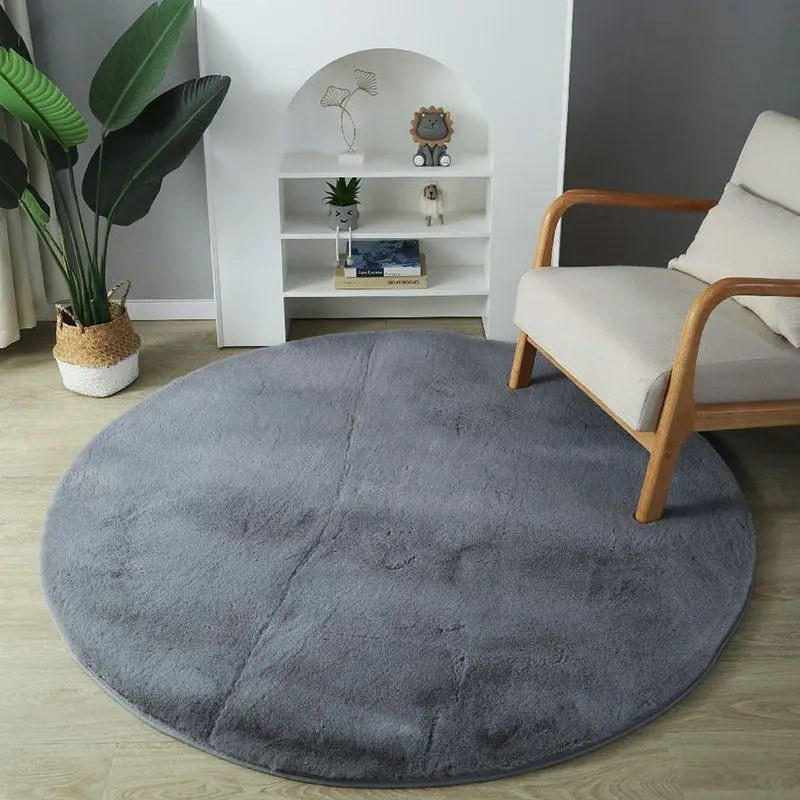 Red Big Round Circle Super Soft Plush Area Rug Custom Luxury Fluffy Fake Rabbit Faux Fur Carpet And Rug For Living Room Bedroom