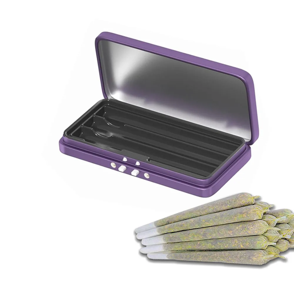 Child Resistant Hemp Pre-rolls Packaging Box Rectangle Cigarette Storage Empty Tin Pill Box with Paper Tray roll Case Portable