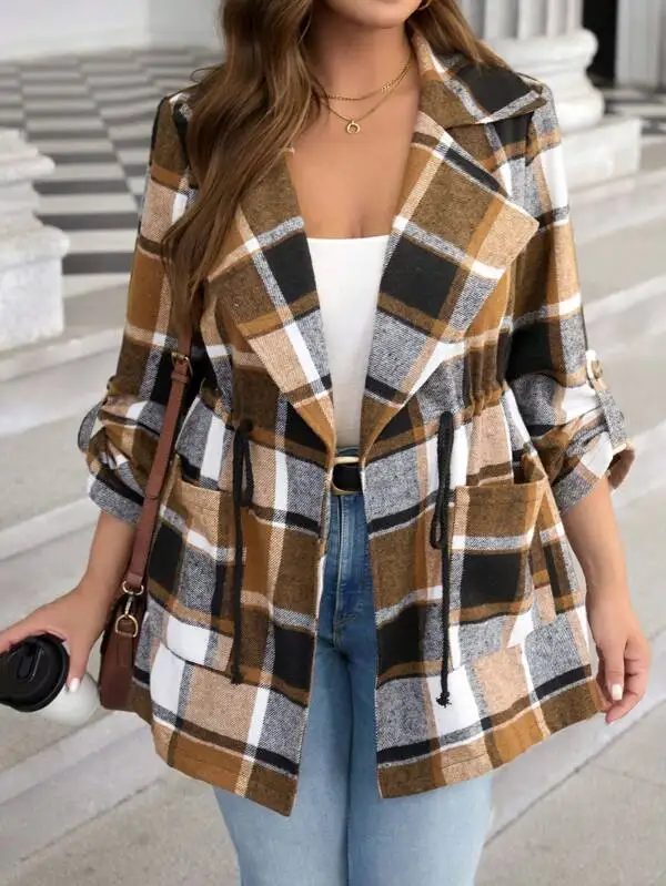 2024 Wholesale Ladies Spring Autumn Wool Long Coats Trench Outwear Fashion Button Lapel Jackets for Women Coats