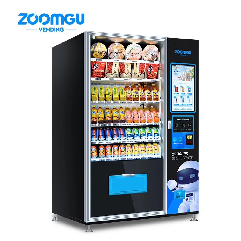 Zoomgu 24 часа в сутки обслуживания собственной личности торгового автомата 22 дюйма торговый автомат с сенсорным экраном для продуктов питания