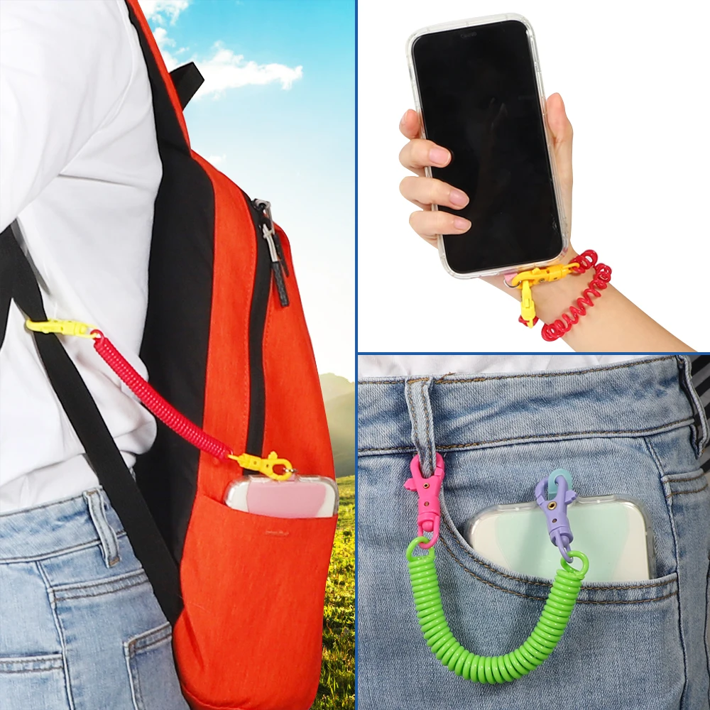 Patent transparent phone patch pvc key chain universal wristlet lanyards mobile phone strap