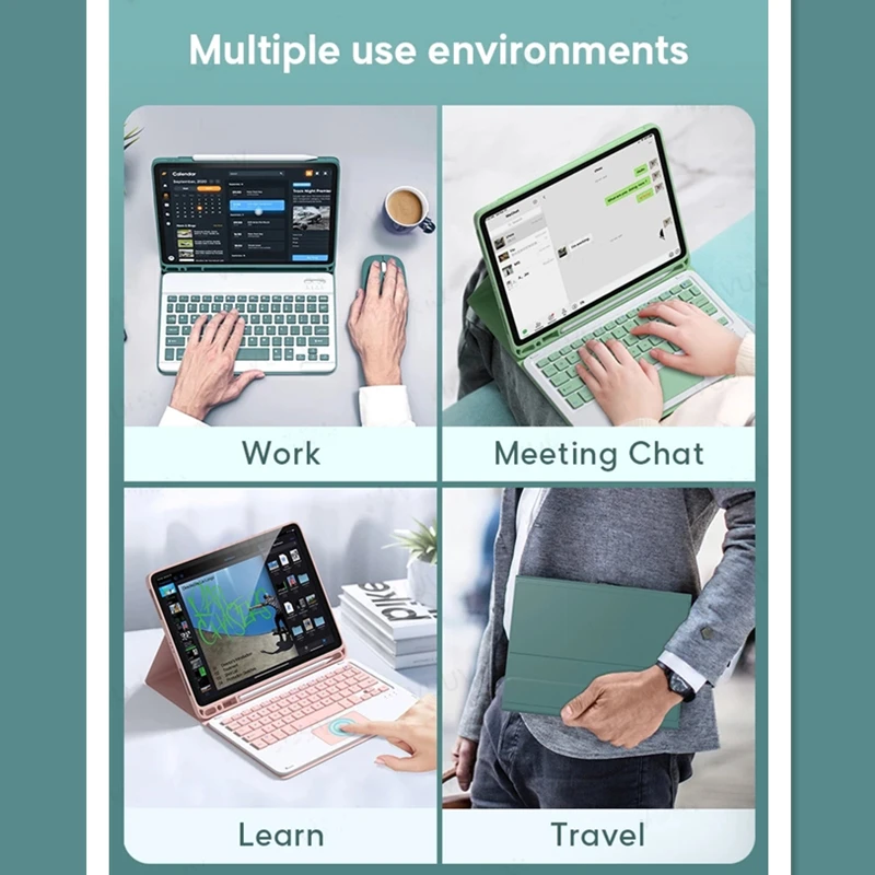 For Ipad blue tooth wireless touchpad keyboard case with mouse combo for laptop