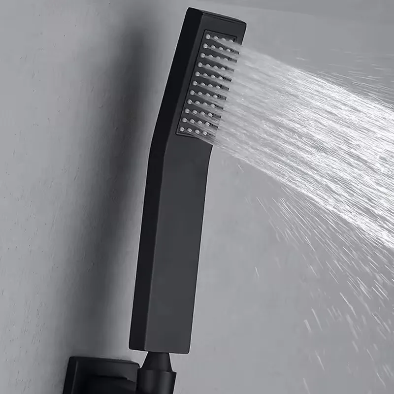 Copper Shower Set Black in Wall Mounted Bathroom Taps Luxury Brass Kits Rain Rainfall Showerset Mixer Faucet Set
