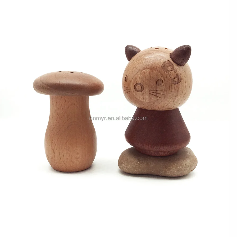 2024 Creative Novel Mushroom Shape Black Walnut Solid Beech Wood Storage Box Toothpick Holder