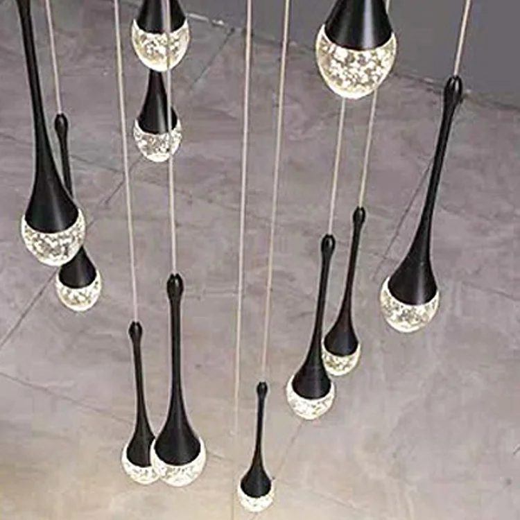 Nordic style decor luxury beautiful hotel lobby lighting custom glass crystal spiral chandelier