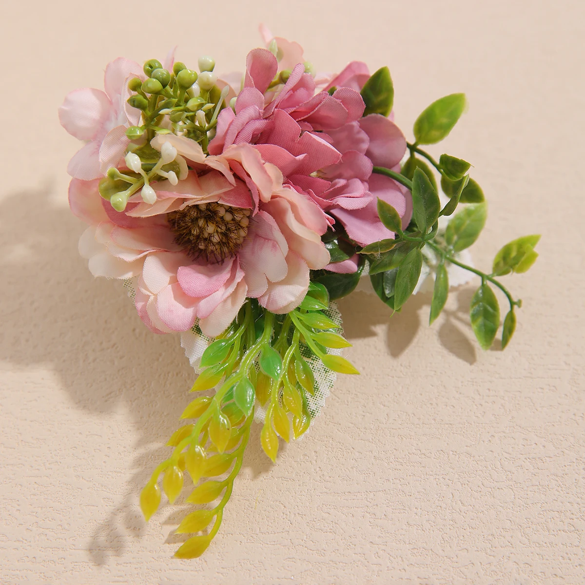 Bridal Blooming Multi-color Artificial Flower Groom Corsage Green Leaf  Wedding Brooch