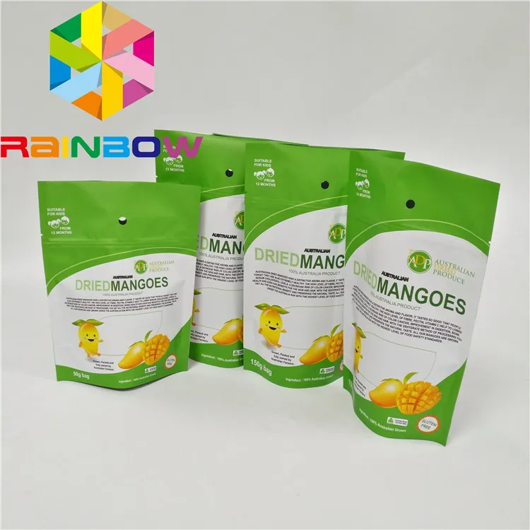 Wholesale Digital Print Dried Fruits Vegetables Resealable Stand up Pouch with Round Hole Aluminum Foil Mylar Zipper Bag