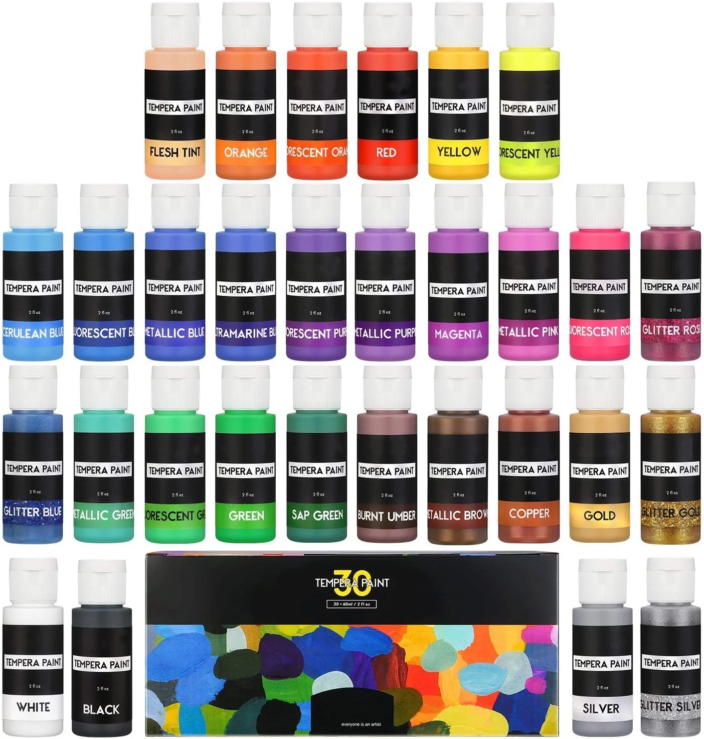 Professional & Non-Toxic High Performance Tempera Paint Kit - 42 Colors For Options