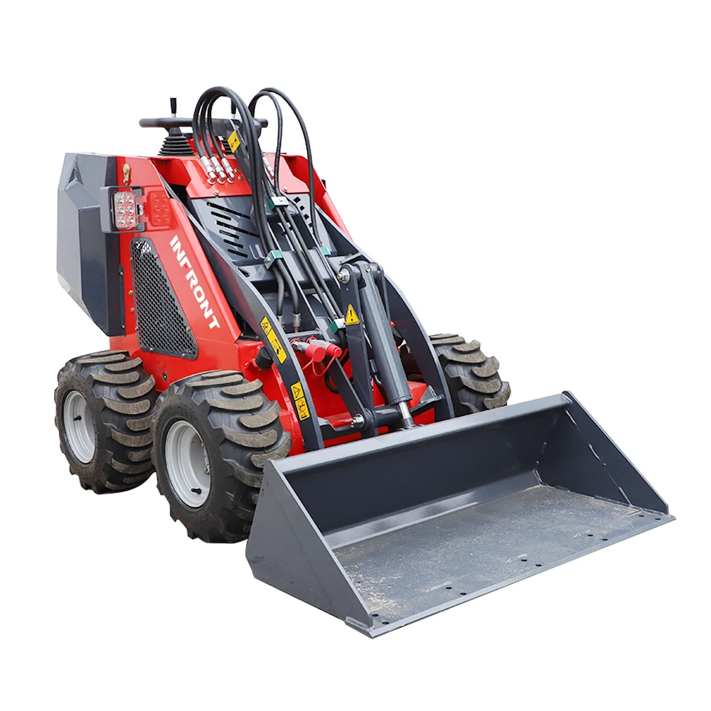 Wheeled mini skid steer loader construction equipment 4 hydraulic motors driving for sale