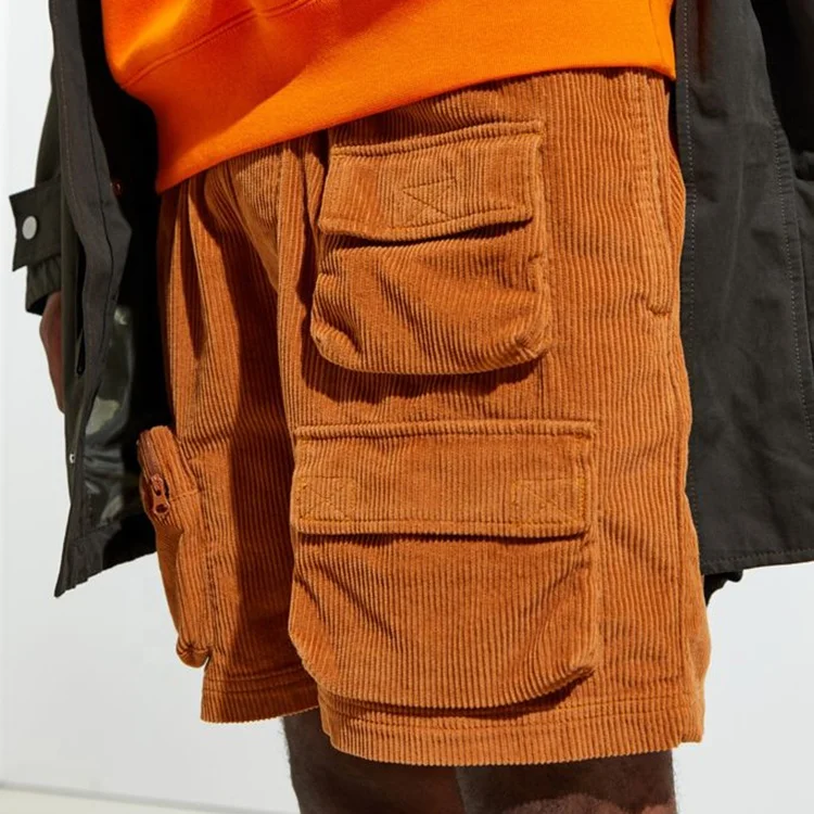 Custom unisex pocket casual corduroy shorts men oem cargo shorts pants corduroy short