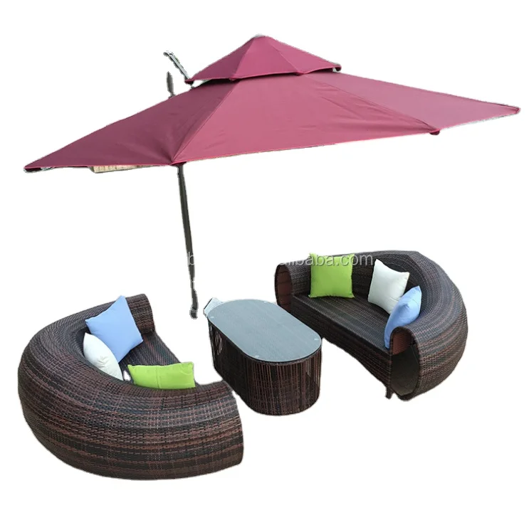 Aluminium Frame Pool Sun Bed Outdoor Rattan Daybed Beach Lounger Sofa