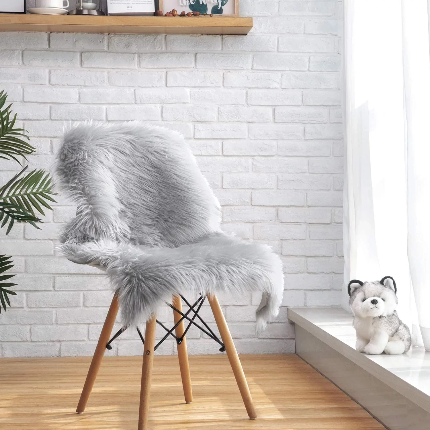 White Faux Fur Sheepskin for Living Room Fluffy Washable Rug for Bedroom Luxury Room Decor Fuzzy Rectangle