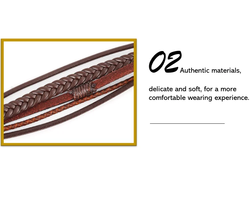 Wholesale leather Bracelet Men Leather Bracelet with Clasp Cowhide Multi-Layer Braided Leather Men Bracelet
