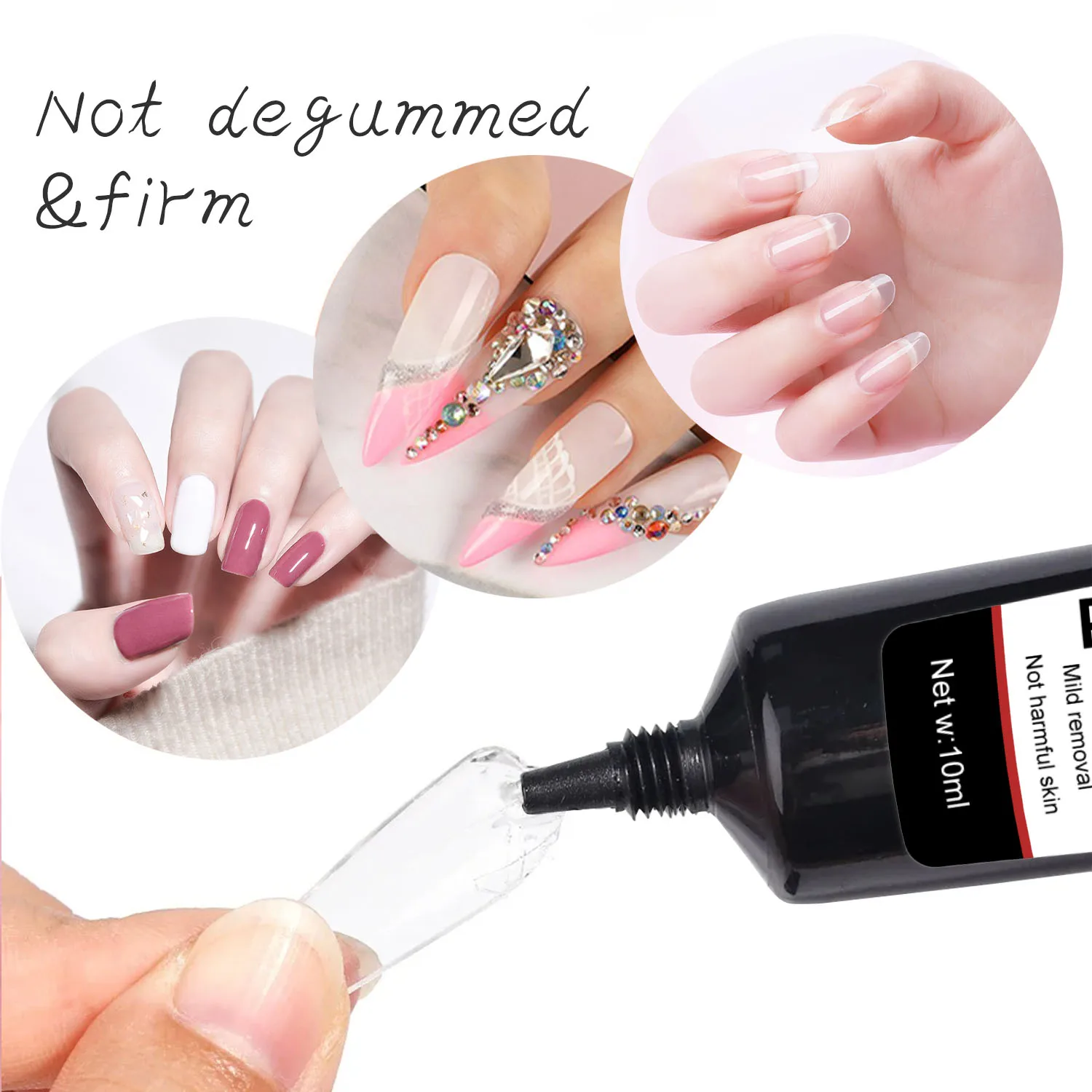 Yinikiz Quick Drying 10g Semi Solid Nail Glue with 10ml Remover for Press On Nails Tips  Long Lasting False Nails Kit Glue Gel