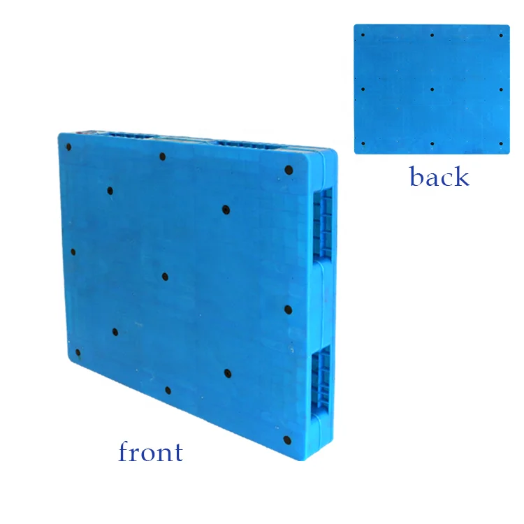new design double faced plastic flat plastic pallet with seel bars