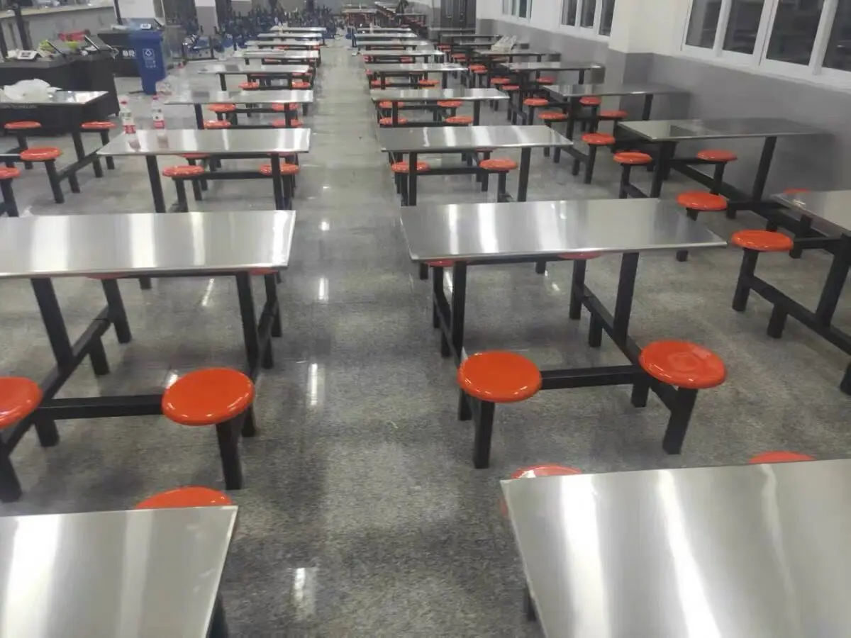 Fiber Glass Canteen Furniture School Student Cheap Dining Hall Room Table and Chairs/restaurant Chairs Set