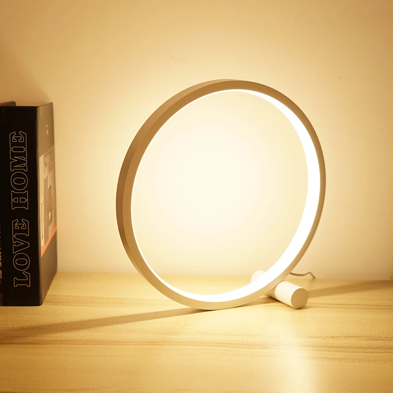 Round Shape Desk Light Bedside Touch Control Brightness Dimmable Led Tbale Circle Lamp For Bedroom Living Room