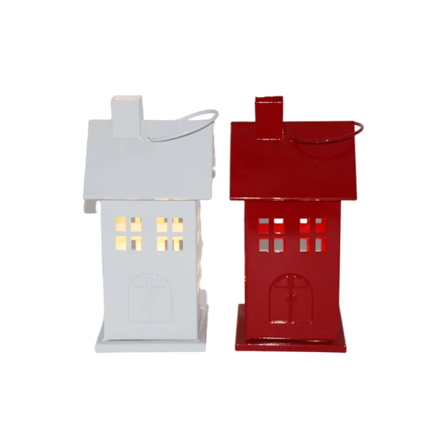 Набор из 2 рождественских украшений, высококачественные металлические подсвечники, рождественские подвесные украшения для дома с теплым белым светодиодом