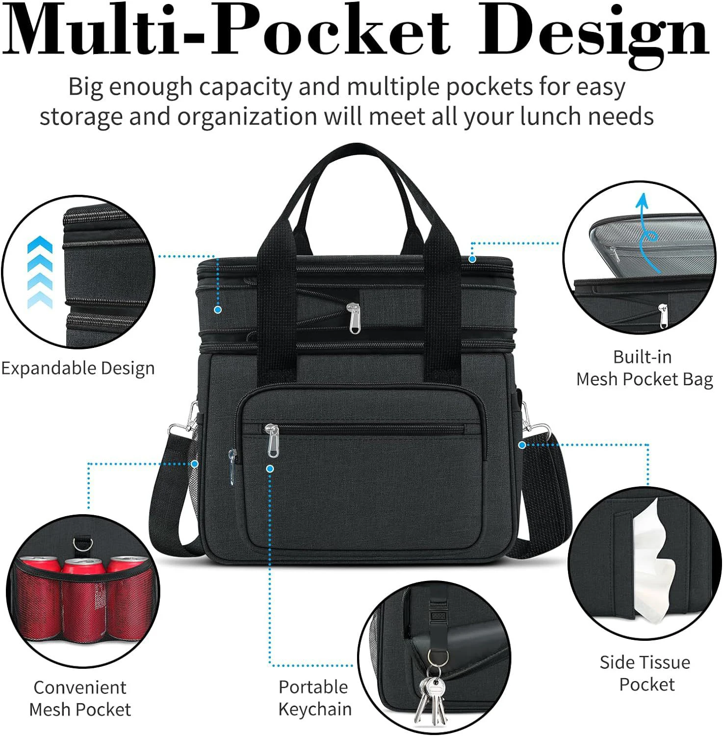 Lunch Bags Custom Logo Professional Promotional Outdoor Food Delivery Insulated, Thermal Cooler bags With Customized Logo