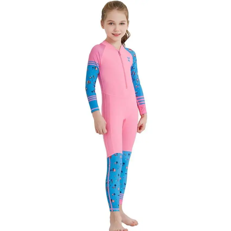 One Piece Wetsuit Unisex Protect UV Long Sleeve Child Kids Full Swimsuit Zipper Swimwear Bikini For Children Kids