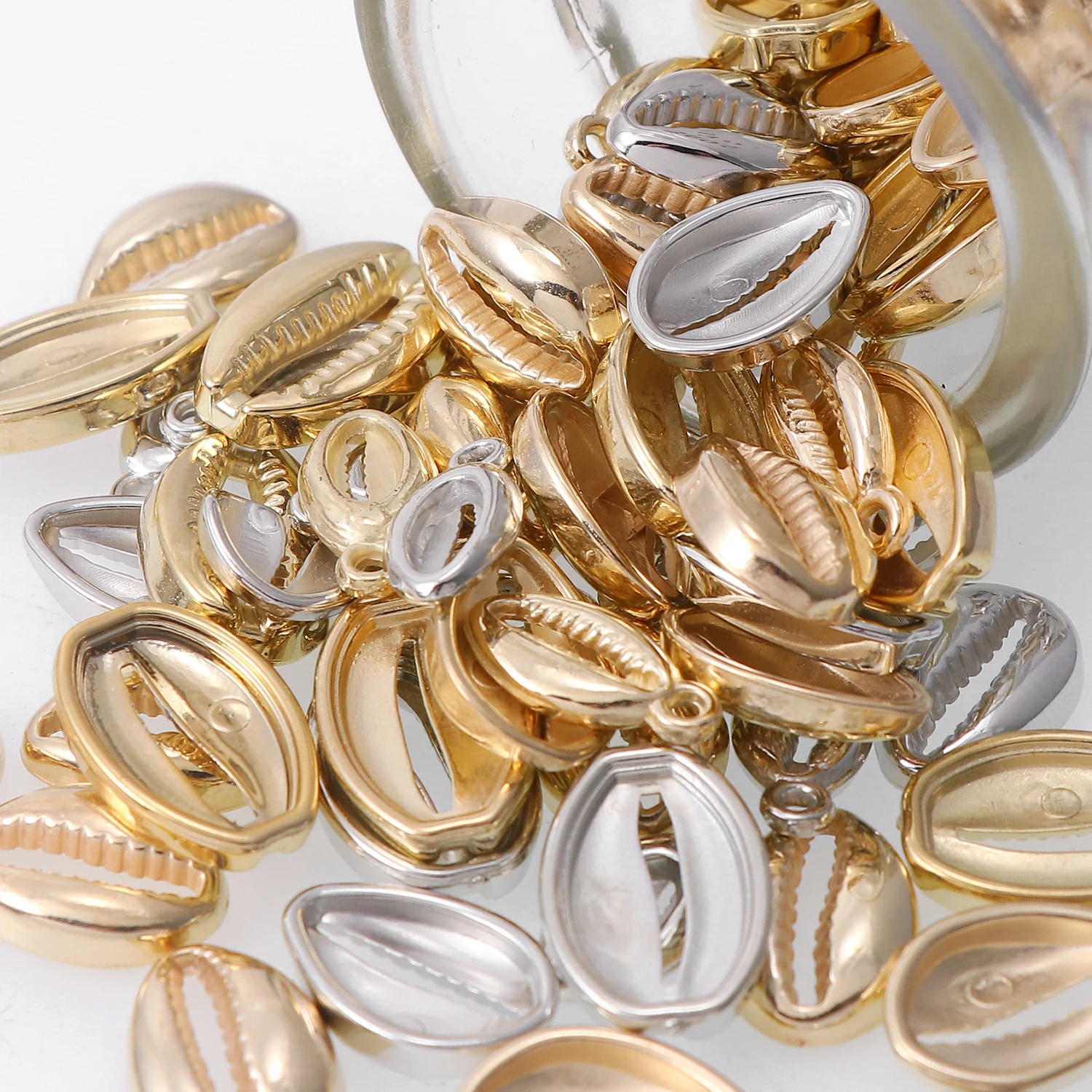 Metallic Cowrie Shell Beads Seashell Beads Diy Bracelet Anklet Handmade Craft Jewelry Making Charms Plastic Ccb Beads