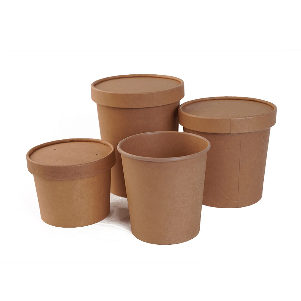 Noodle Compostable Bio Round Black Take Away Hot Disposable Soup Food Container Paper Sauce Containe