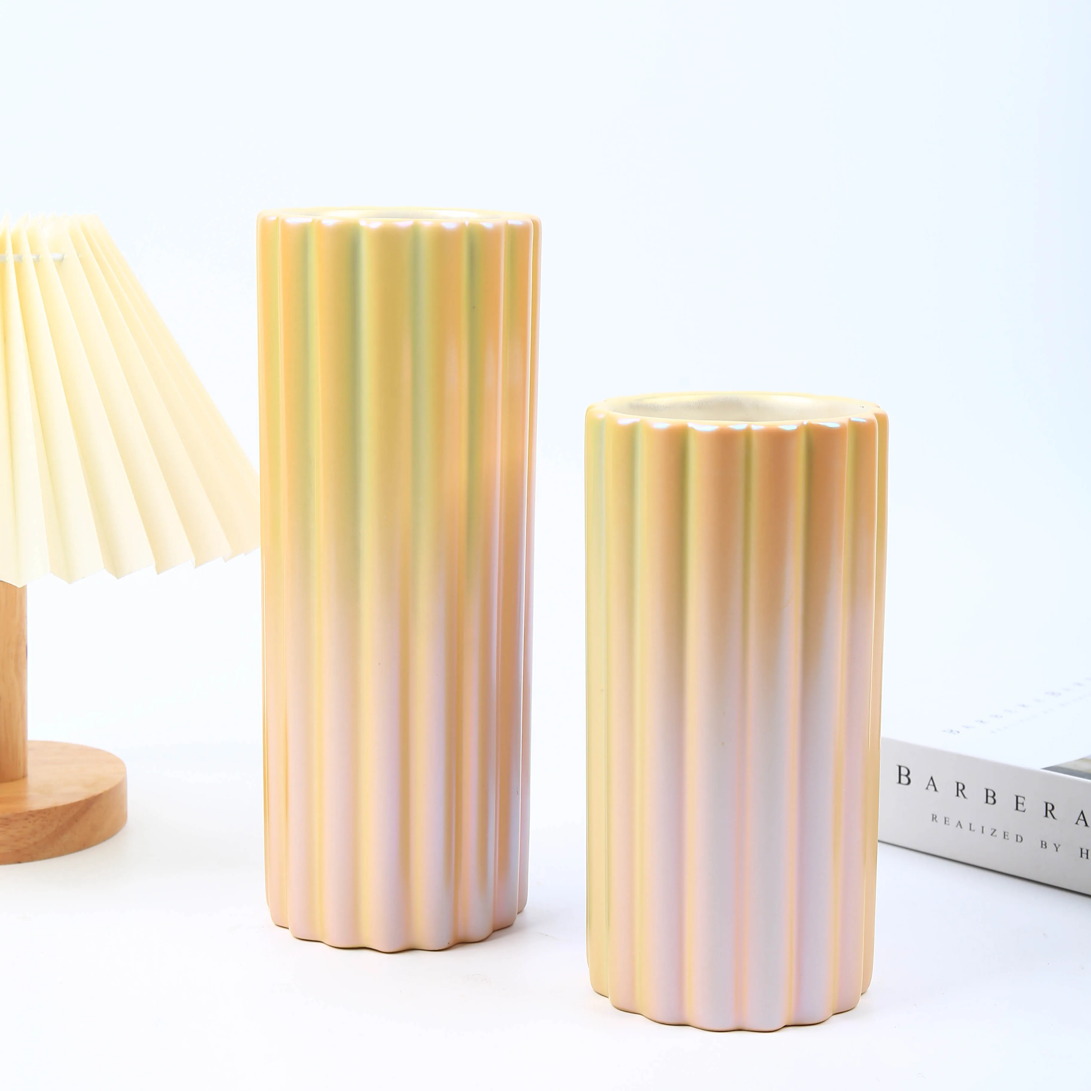 Luxury wedding centerpieces jarrones decoracion modern metalized shining pearl ceramic vase