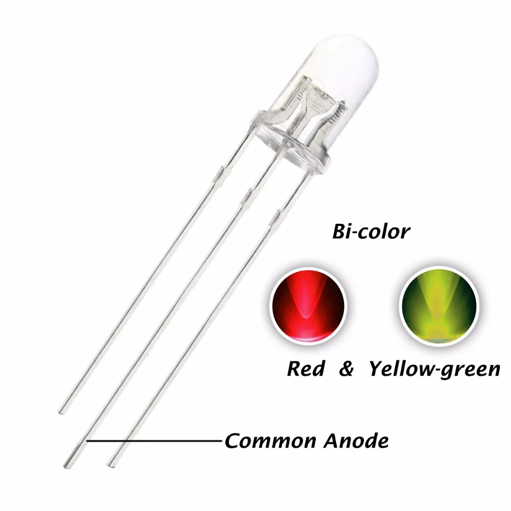 5 мм светодиодный Диод красный желтый зеленый двухцветный с общим анодом 5 мм двухцветный светодиодный светильник, бесплатный образец