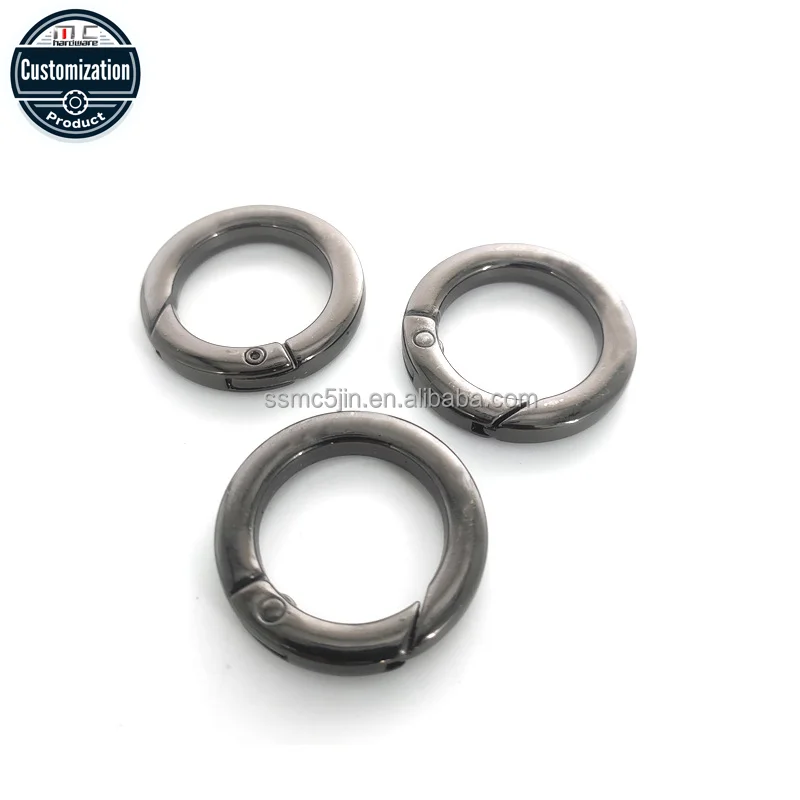 Wholesale Zinc Alloy Flat Wire Keychain with Open Ring Buckle Connection Laser Logo Hardware Accessories for Garments
