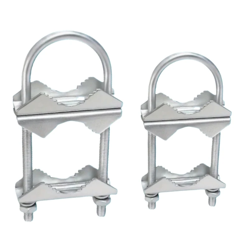 Double Antenna Mast Clamp V Jaw Block With U Bolts, Heavy Duty Anti-Rust Mast To Mast Mount Bracket Kit For TV, Flag Pole