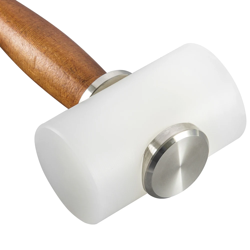 Wood Handle Stainless Steel Craft Tool Nylon T Shape Leather Carving Mallet Hammer