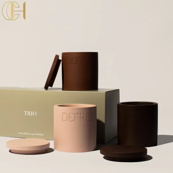 C&H Wholesale Customized Debossed Logo Soy Wax Natural Fragrance Home Aroma Decoration Ceramic Scented Candle