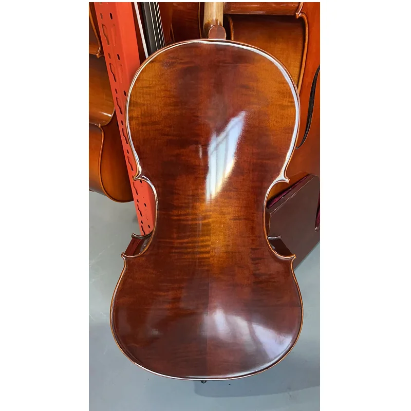 Coffee Color Flame Maple Cello tiger Pattern Professional Wood 4/4 Wholesale