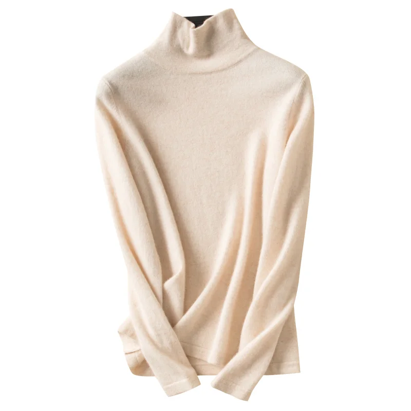 Chinese hot sale popular Custom Style Long Sleeve Knitted Winter New Solid Color Double Neck Sweater for Ladies