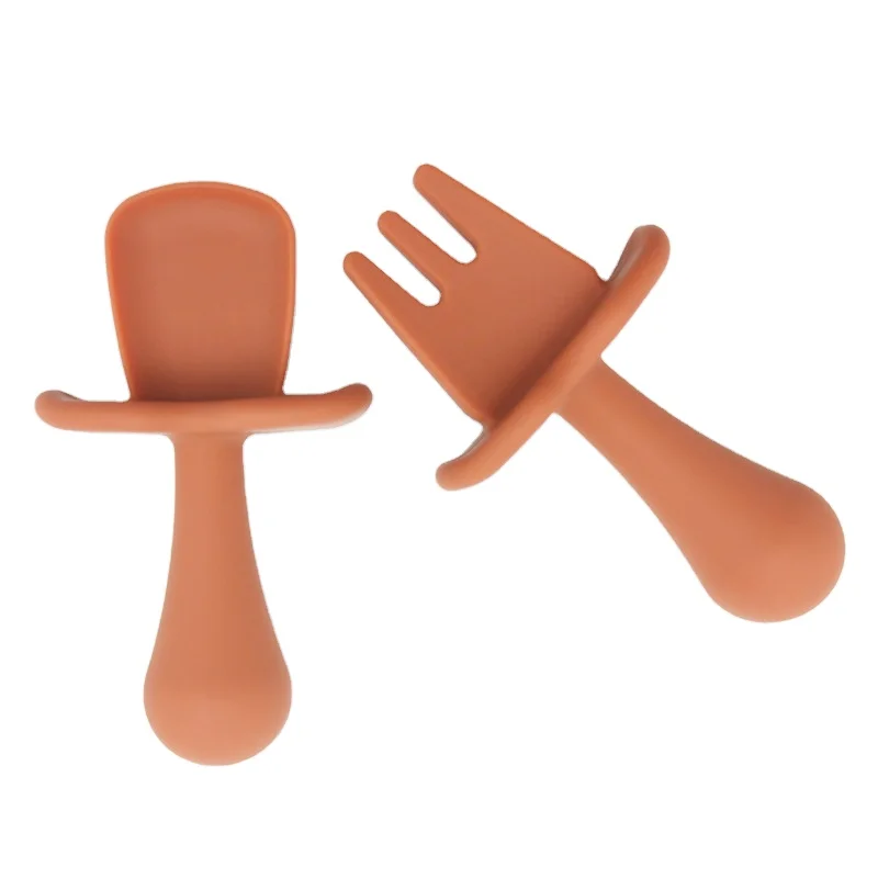 Bpa Free Food Grade First Feeding Tool Dining Baby Led Weaning Stage Utensils Silicone Baby Dining Spoon And Fork Set