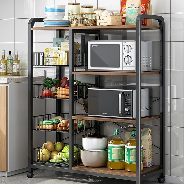 5-Tier Tall Kitchen Bakers Rack Utility Kitchen Shelves Organizers and Storage with 10 Hooks for Kitchen