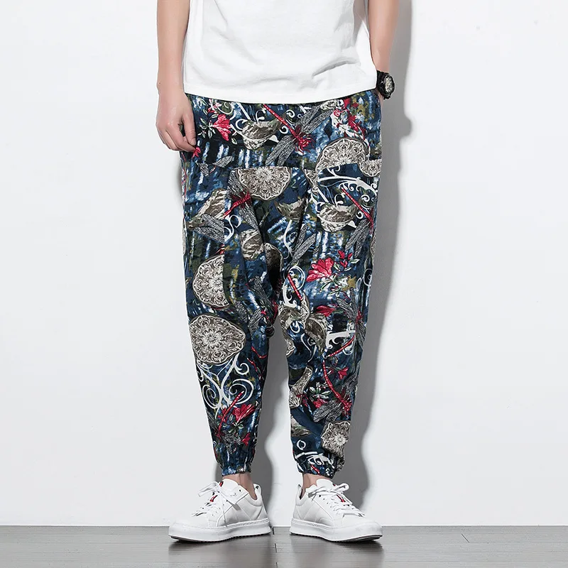 harem pants trendy floral pants slacks for men hip hop dance pants for men