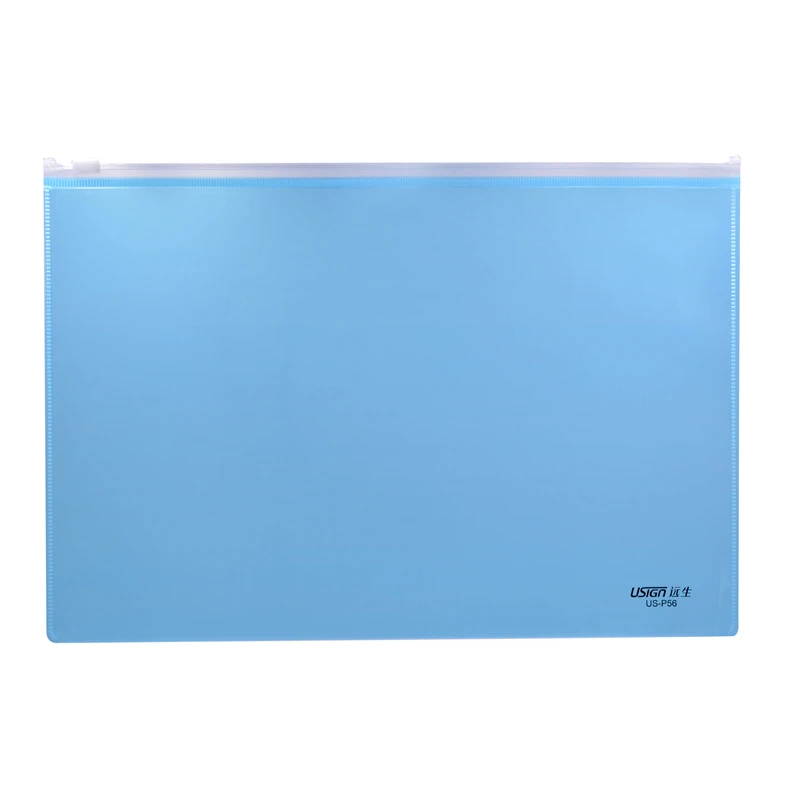 US-P56 Plastic Zipper File Bag A4 Size File Envelope Document Bag Paper Pockets Letter Folder