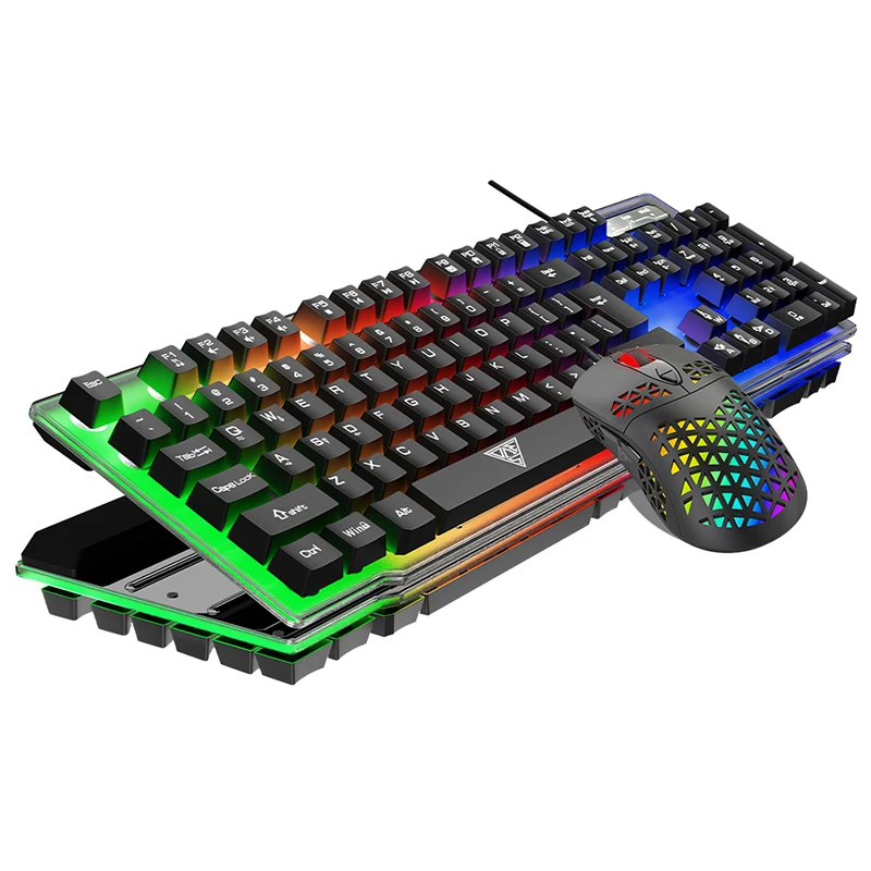 2022 Cool V4 Pc Color Led Light Rgb Wired Usb Gaming Keyboard And Mouse Bundle For Pc