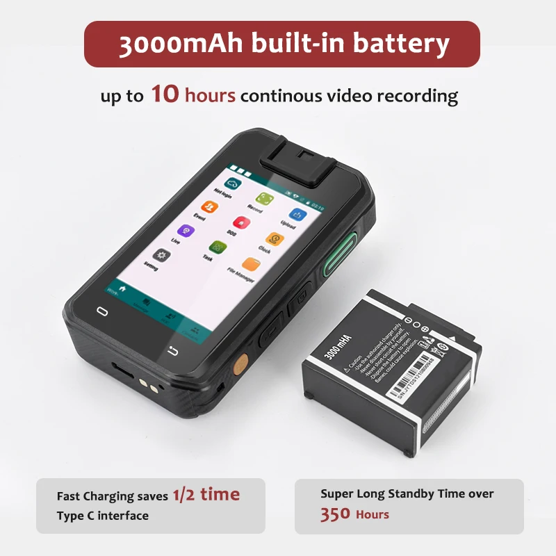 Newest 5G Smart Phone Body Worn Camera Audio Video Intercom HD Mini Security 400 Long Hours Body Camera with Touch Screen