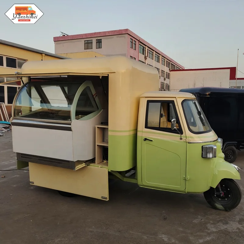 YANZHIMEI Tuk Tuk Food Truck Piaggio Ape Espresso Trailer Piaggio Trucks Coffee Kiosk Cart For Sale USA