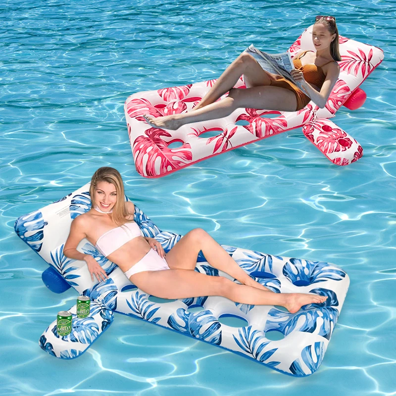 Eco-friendly PVC Inflatable Pool Float Lounge with Backrest Comfortable Water Recliner for Swimming Pool Relaxation and Fun