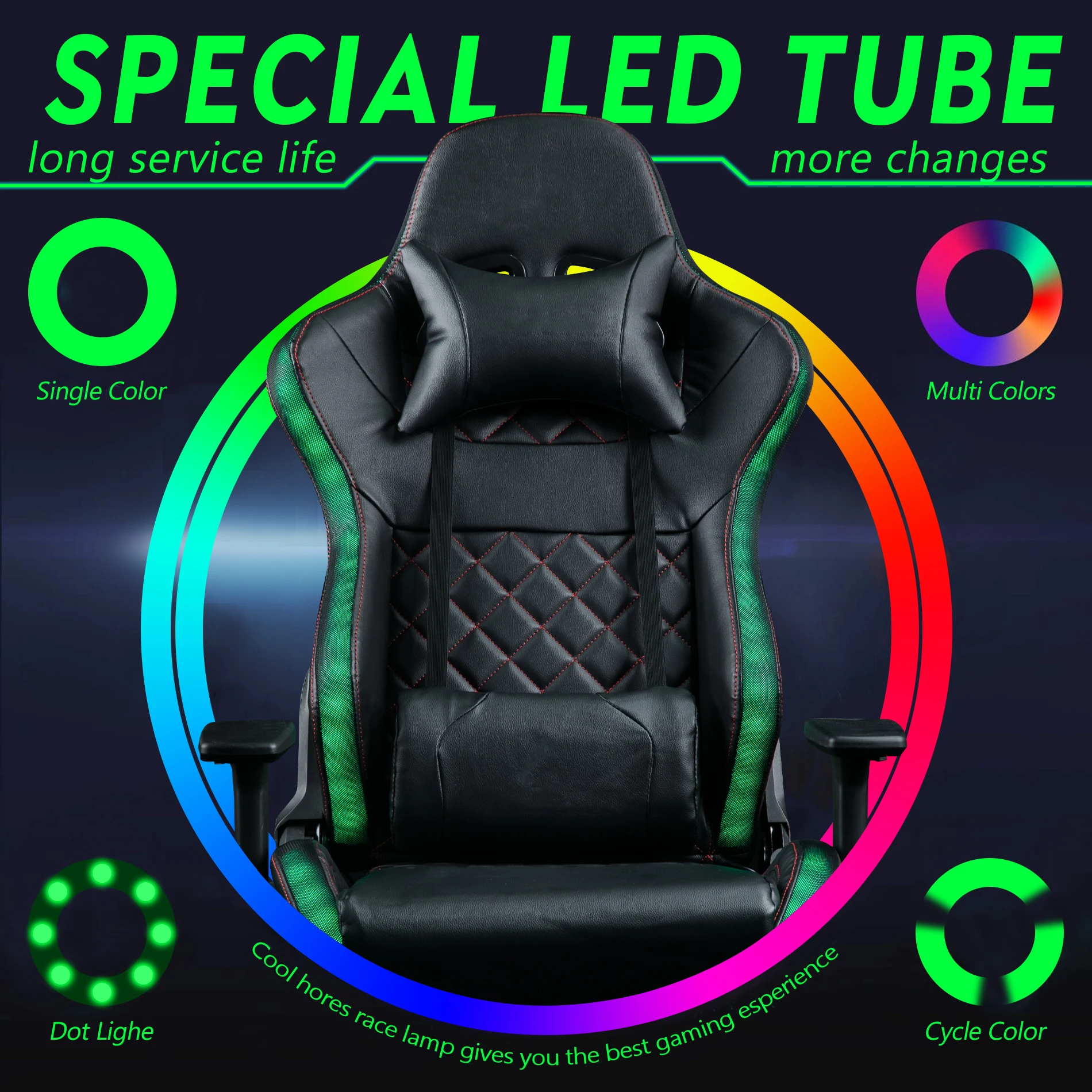 VANBOW RGB Luxury Modern Reclining Footrest PC Gaming Computer Game Chair for Gamer