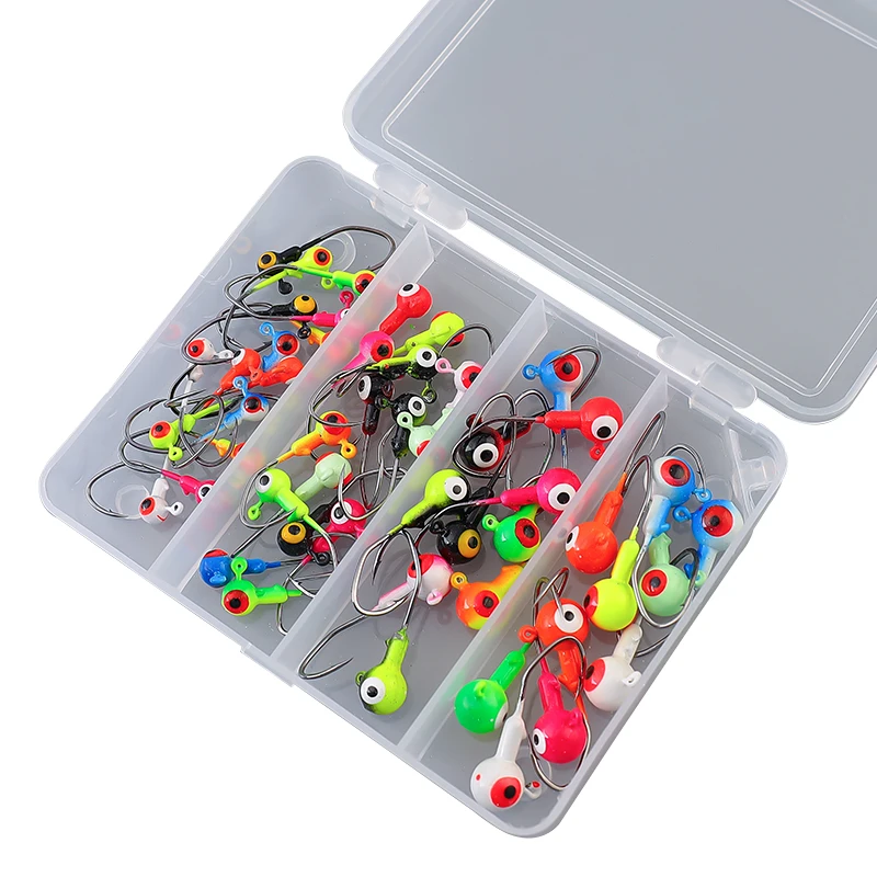 Palmer 51pcs 0.8g 1.75g 3.5g 5g fishing hook set crappie jig heads hooks fishing lead jighead saltwater jig worm hooks