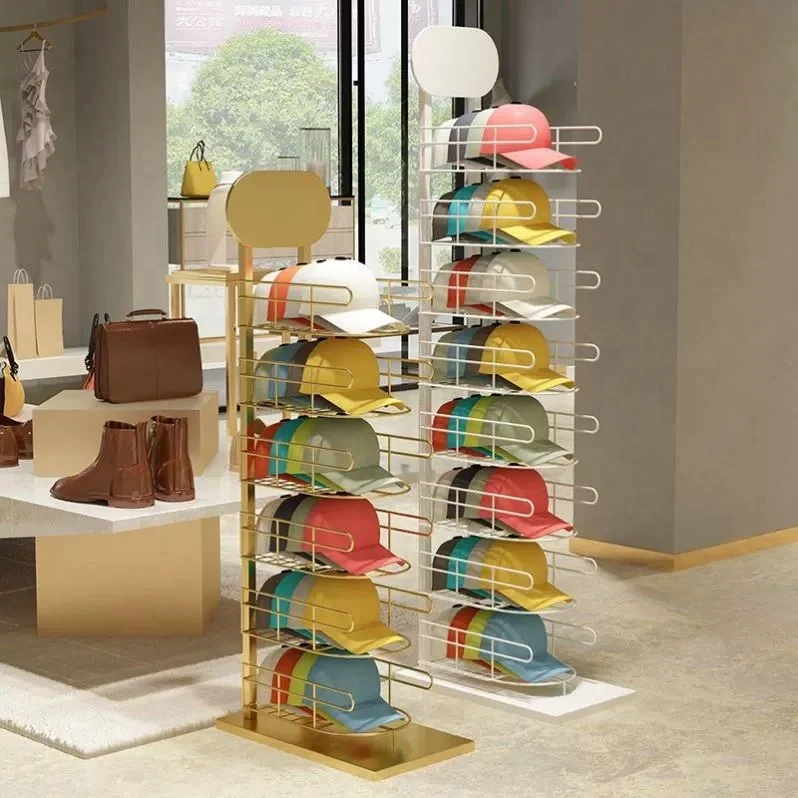 New product hat stand display rack stainless steel hat display rack for retail store multi-layer hat tower stand display rack