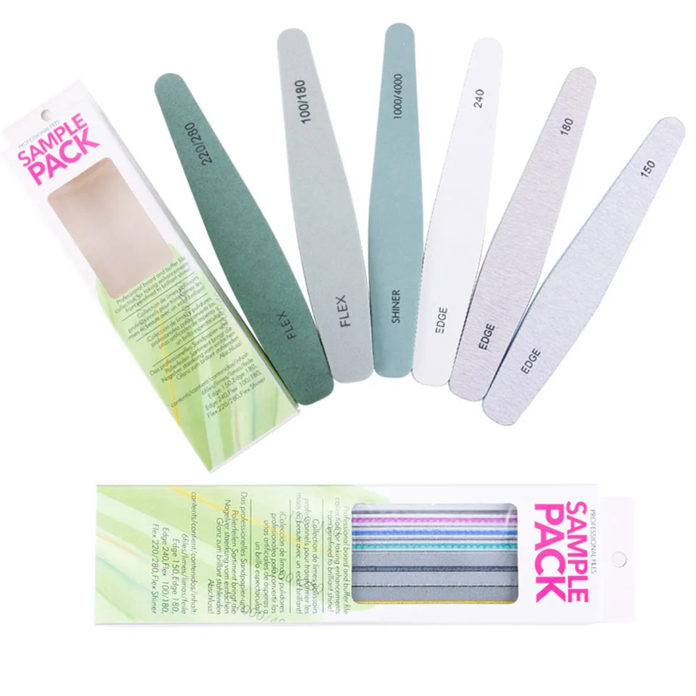 Personalized 6 Pack 100 150 180 240 1000 4000 Grit Nail Salon Tools Set Edge Flex Shiner 150/150 Nail Files