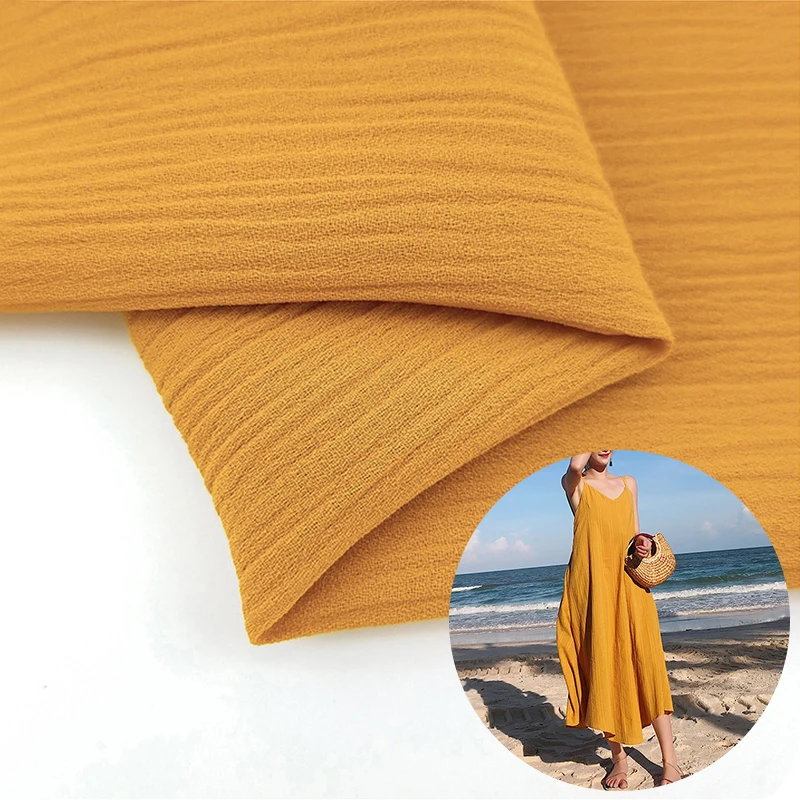 100 Polyester Hemp wrinkled crepe chiffon fabric for dress