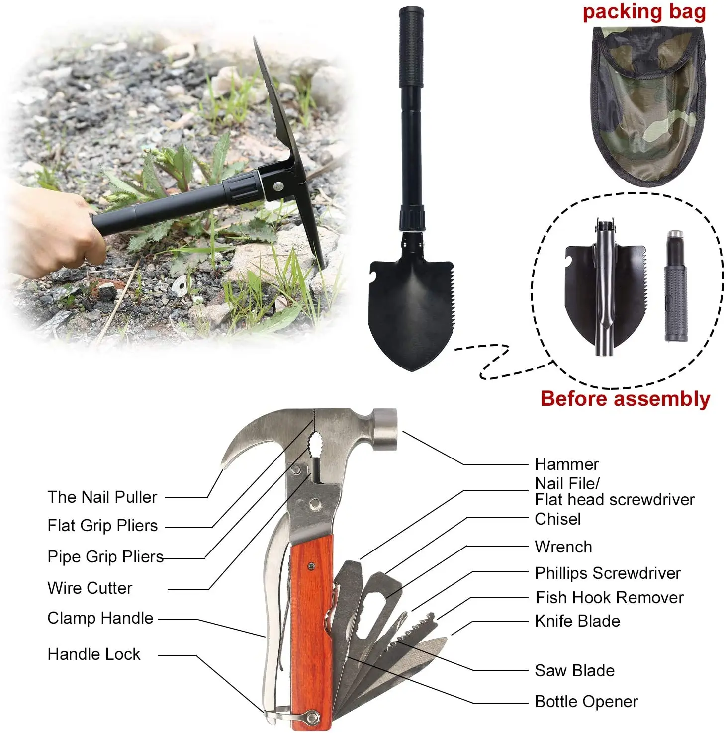 118 Pieces Automotive Safety Kits Roadside Assistance Emergency Kit Waterproof Survival First Aid Safety Kit