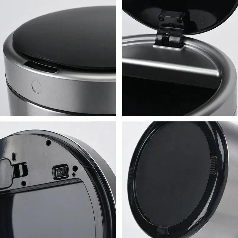 12L Нержавеющая сталь Смарт Сенсорное мусорное ведро для мусора Мусор мусорного ведра милые ящики банок Автоматическая ванной электронный ковш