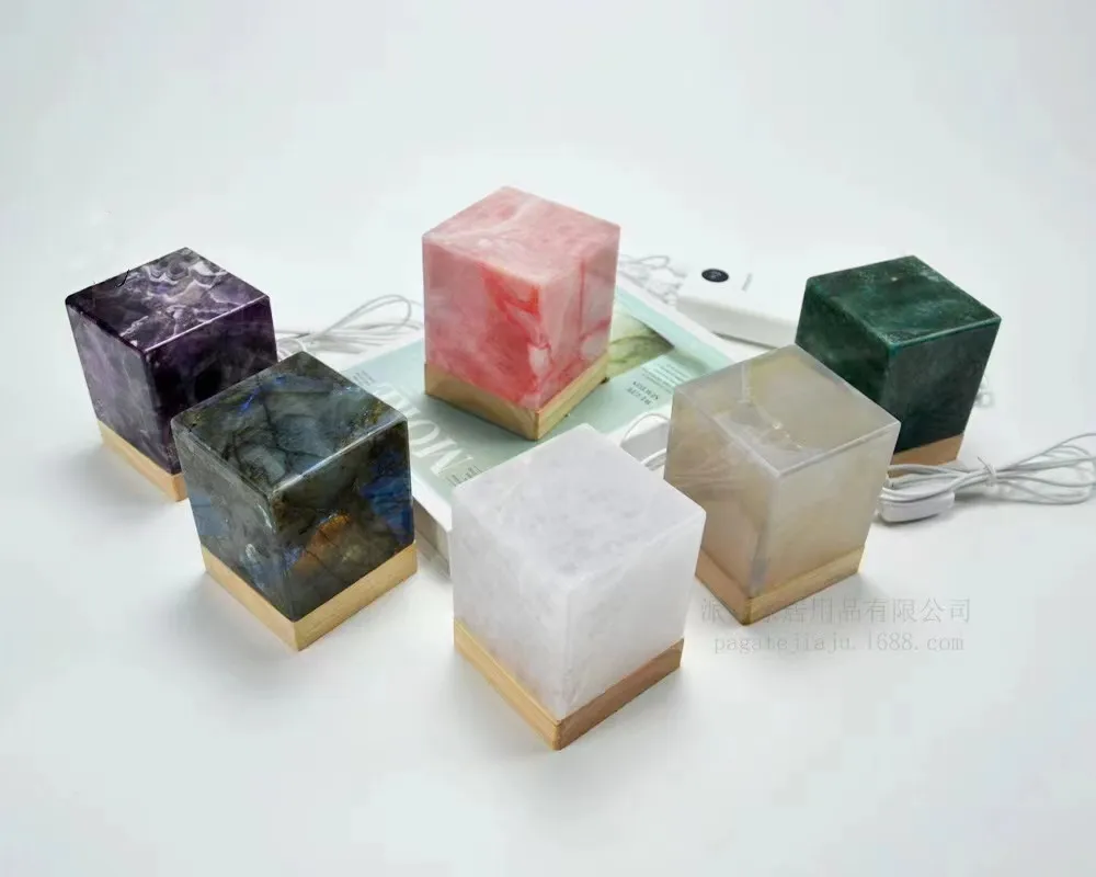 Natural Crystal Rose Quartz Amethyst Hand-made Healing Rechargeable LED USB Gemstone Light